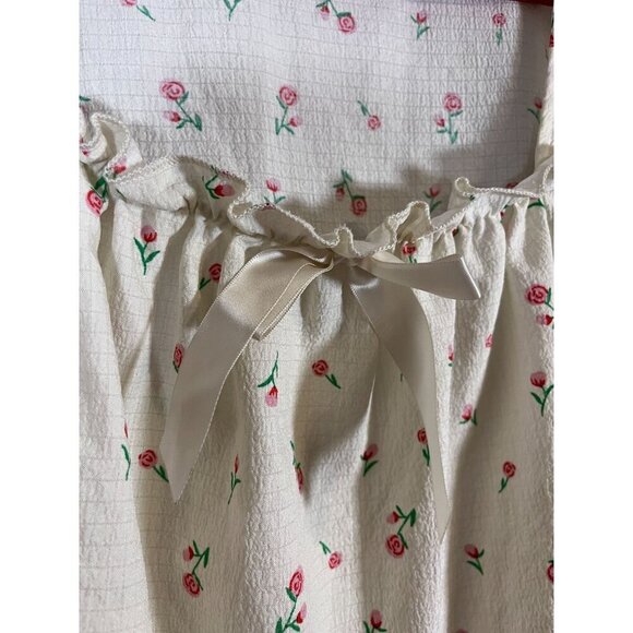 Unbranded Pajama Set Women 1X White Floral Ruffle Feminine Bridal Retro Coquette - Picture 5 of 9